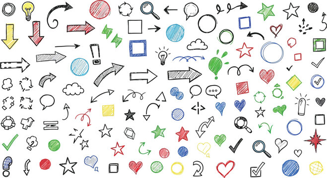 Colorful set of flat style icons and symbols