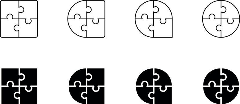 Set of different puzzle icon set vector illustration. Editable Line  and problem solving icon set.