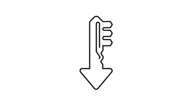 Key with downward pointing arrow symbol.