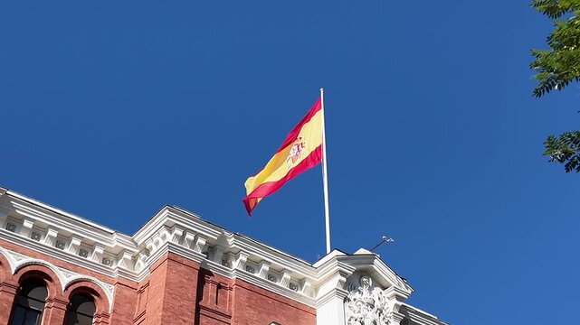 Flag of Spain on pole