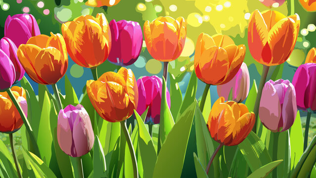 colorful tulips in the garden