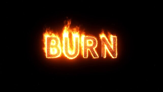 Fiery text animation: dynamic burning effect on "burn" text