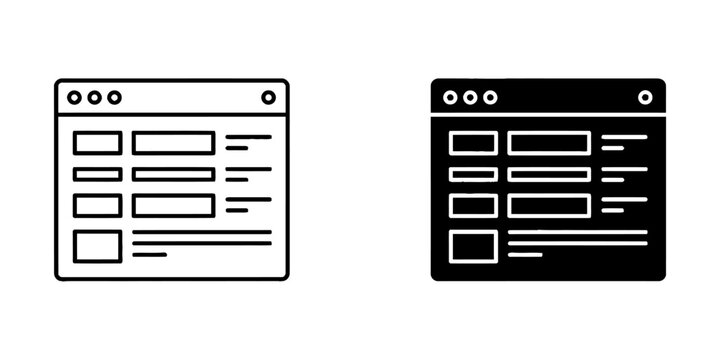 Web browser window layout interface icons with interface dashboard software application navigation technology minimalist structure
