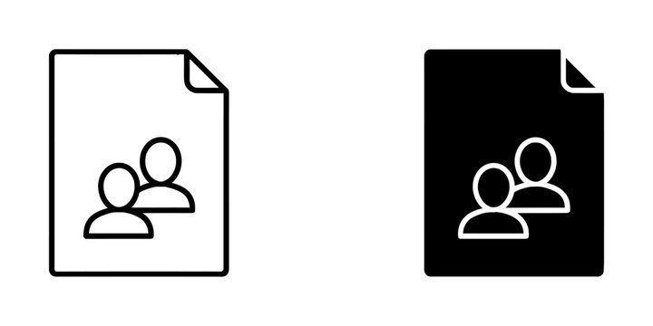 User group document file icon set with document business management database illustration information identity administration