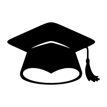 Elegant black graduation cap silhouette icon, a universal symbol of learning and significant achievement