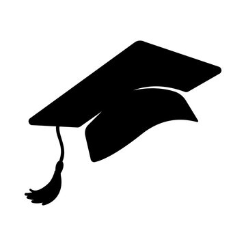 Classic black graduation cap silhouette with elegant tassel, symbolizing academic achievement and success