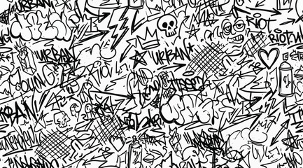 Seamless graffiti pattern with urban street art elements © S.Siam