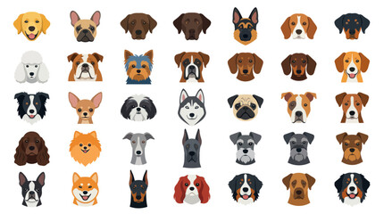 Collection of diverse dog breed head portraits and canine icons © utin