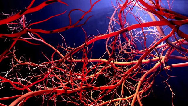 Blood vessels and arteries in the human body  medical illustration
