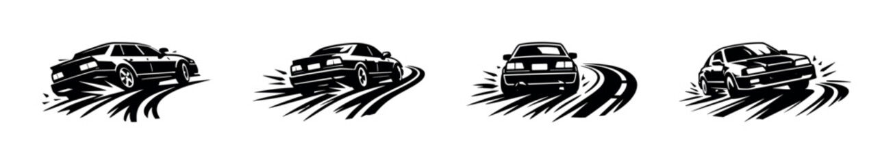 Dynamic car drifting on a winding road with motion blur effect © Compositor 