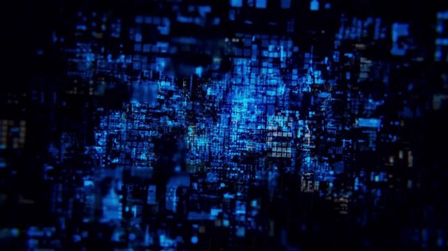 Blue glowing digital circuit board background with microchips and wires  technology concept