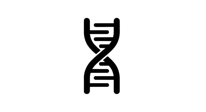 Minimal black silhouette icon, simple flat vector, bold black shape, no, no shading dna double helix icon, genetic sign, biology and science symbol on a, flat icon style