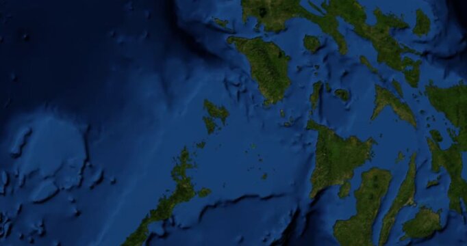 Coron Island on Globe. Zoom into the island with Earth spinning in space. Locating position on high detail physical world map. Elements of this image furnished by NASA.