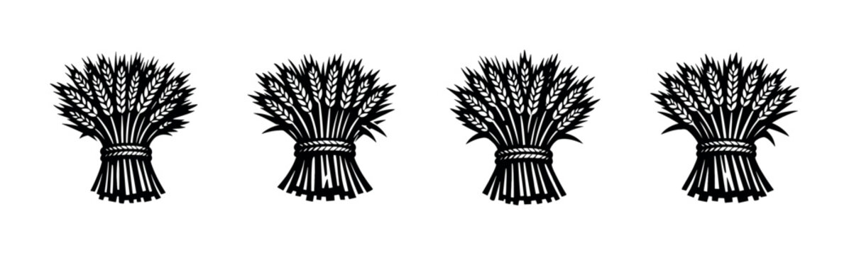 Stylized wheat sheaf illustrations for agricultural themes and designs