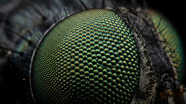 Extreme Macro Close-up of a Fly's Compound Eye
