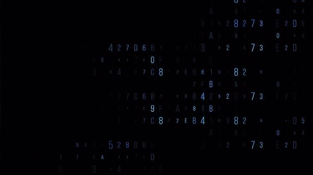 Abstract Digital Data Flow With Glowing Binary Numbers On Dark Background.