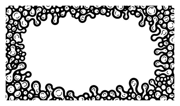 Liquid slime frame with organic cell borders in hand drawn line art style