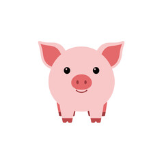 Fototapeta premium Cute Pink Cartoon Pig Icon, Isolated Vector Illustration with Transparent Background for Kids App or Farm Theme Design