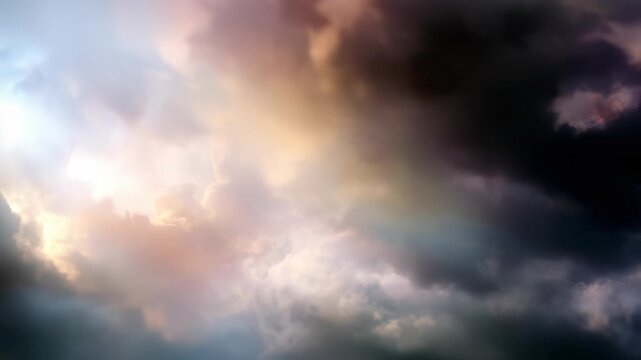Vivid clouds in the sky blend soft pastel and deep hues, forming a mesmerizing abstract scene. Ideal for use in design, inspiration, and nature themed visual content