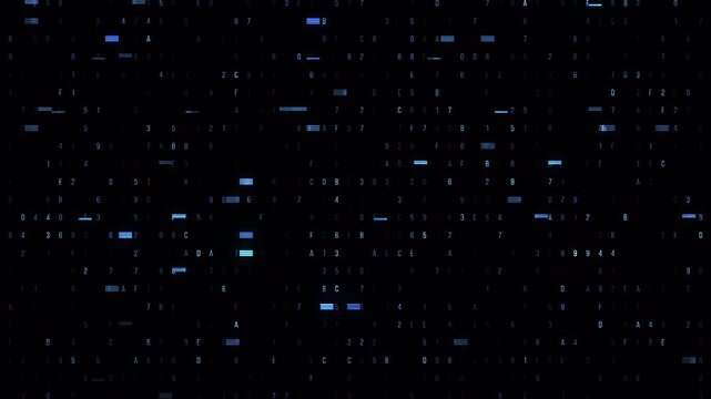 Abstract Digital Matrix Background with Flickering Blue Light Pixels.
