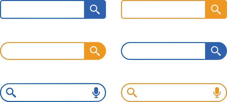 Search bar vector icons template set internet browser engine window website glass magnifying loupe voice microphone address interface