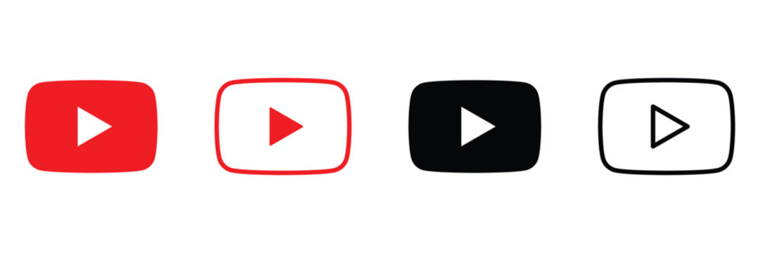 You Tube play button in different colors YouTube white black