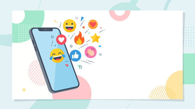 World Emoji Day Mobile Messaging Flat Vector Banner