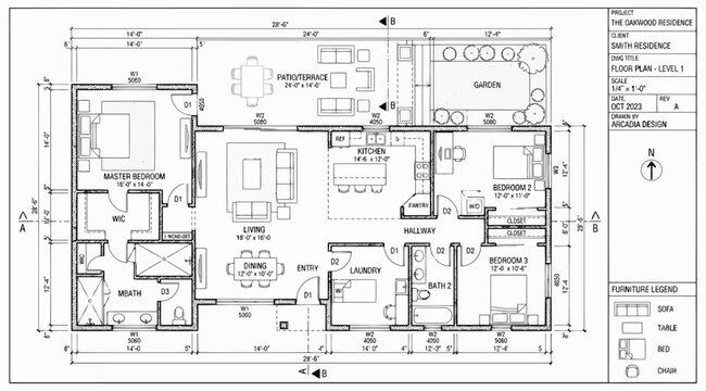 Residential floor plan layout for a modern house with multiple rooms