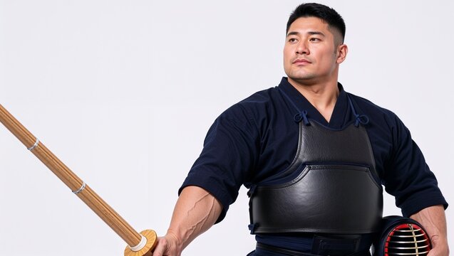 Traditional Japanese Kendo Practitioner In Full Armor