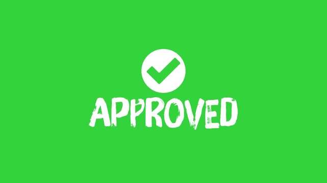Approved Text Typewriter Animation and Checkmark Popup Green Screen Overlay