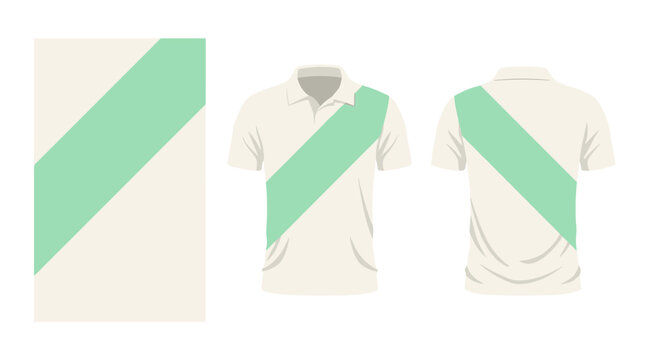 polo sports jersey template with diagonal green sash for soccer uniform design