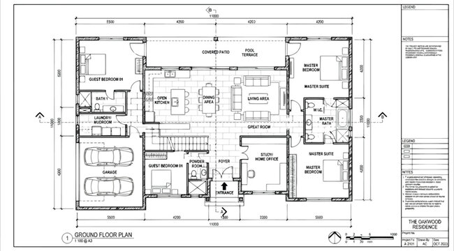 Architectural floor plan of a modern residential house design