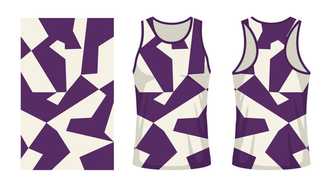 tank top sports jersey template with purple camouflage pattern for soccer uniform design