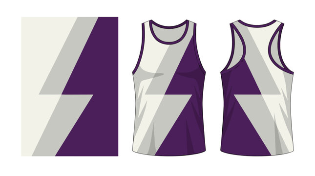 tank top sports jersey template with purple lightning design for soccer uniform design
