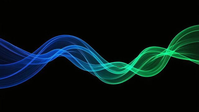 A silent, undulating aura wave, a gradient from blue to green, in the pitch-black darkness.
