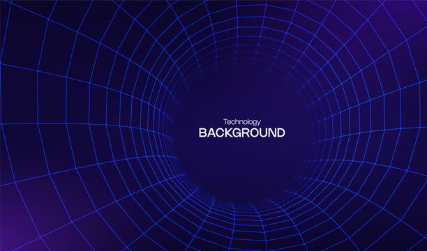 Grid 3d time for tunnel wireframe wormhole and vortex perspective pattern. Background tech warp for abstract shape tube and portal space funnel. Grid lattice science for tunnel technology.