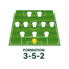 Soccer Team Formation 3-5-2 Diagram icon logo flat vector design © kmhbDOes