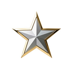 Obraz premium Silver Star Medal with Gold Border Isolated