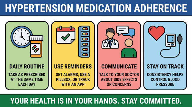 Hypertension Medication Adherence Patient Education Poster
