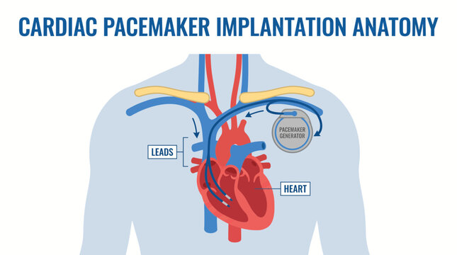 Cardiac Pacemaker Implantation Device Anatomy Illustration