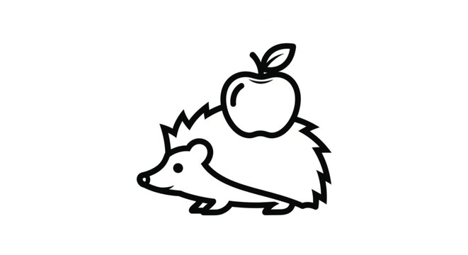 Hedgehog with an apple on back.