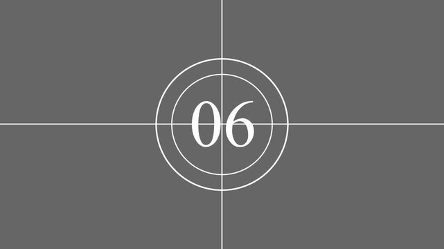 7 Seconds Movie Countdown Animation Motion Graphics. countdown movie from 0 to 7 number old film timer count in grey retro style vintage video timer, best suitable for your cinema, movie .