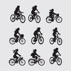 Obraz premium vector silhouettes of bicycles