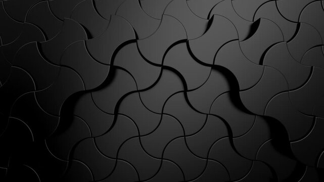 Geometric Shapes Form a Wave. Abstract motion, two color, 3d rendering, 4k resolution

