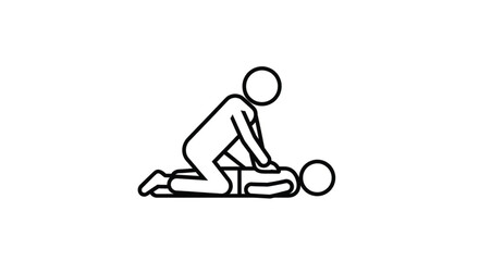 Fototapeta premium Person performing CPR on another person.