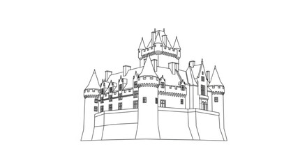 Fototapeta premium Medieval Castle Architecture Design Drawing.
