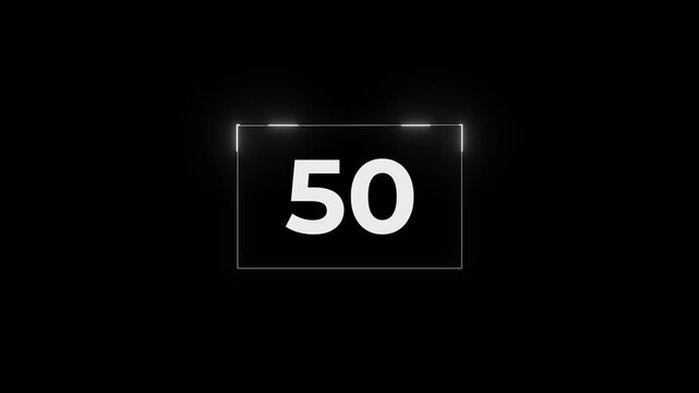 Glowing neon 55 second countdown timer animation. Countdown Timer.4k animation