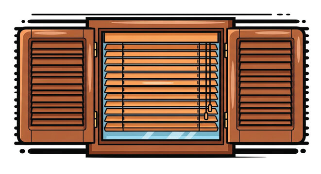 Brown wooden window with shutters closed.