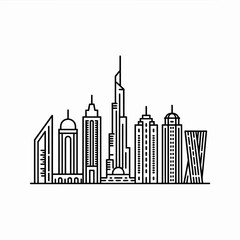 Fototapeta premium Minimalist line art illustration of a modern city skyline