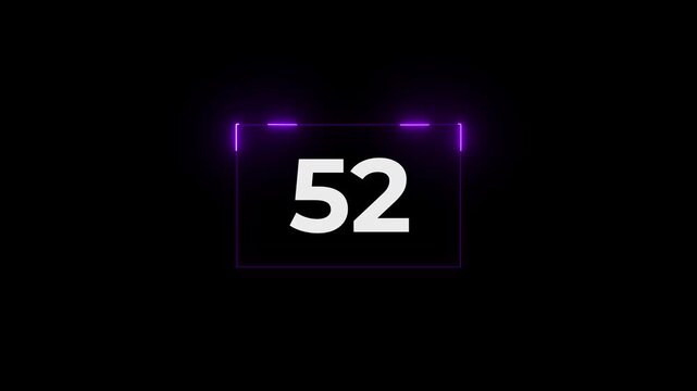 Glowing neon 57 second countdown timer animation. Countdown Timer.4k animation